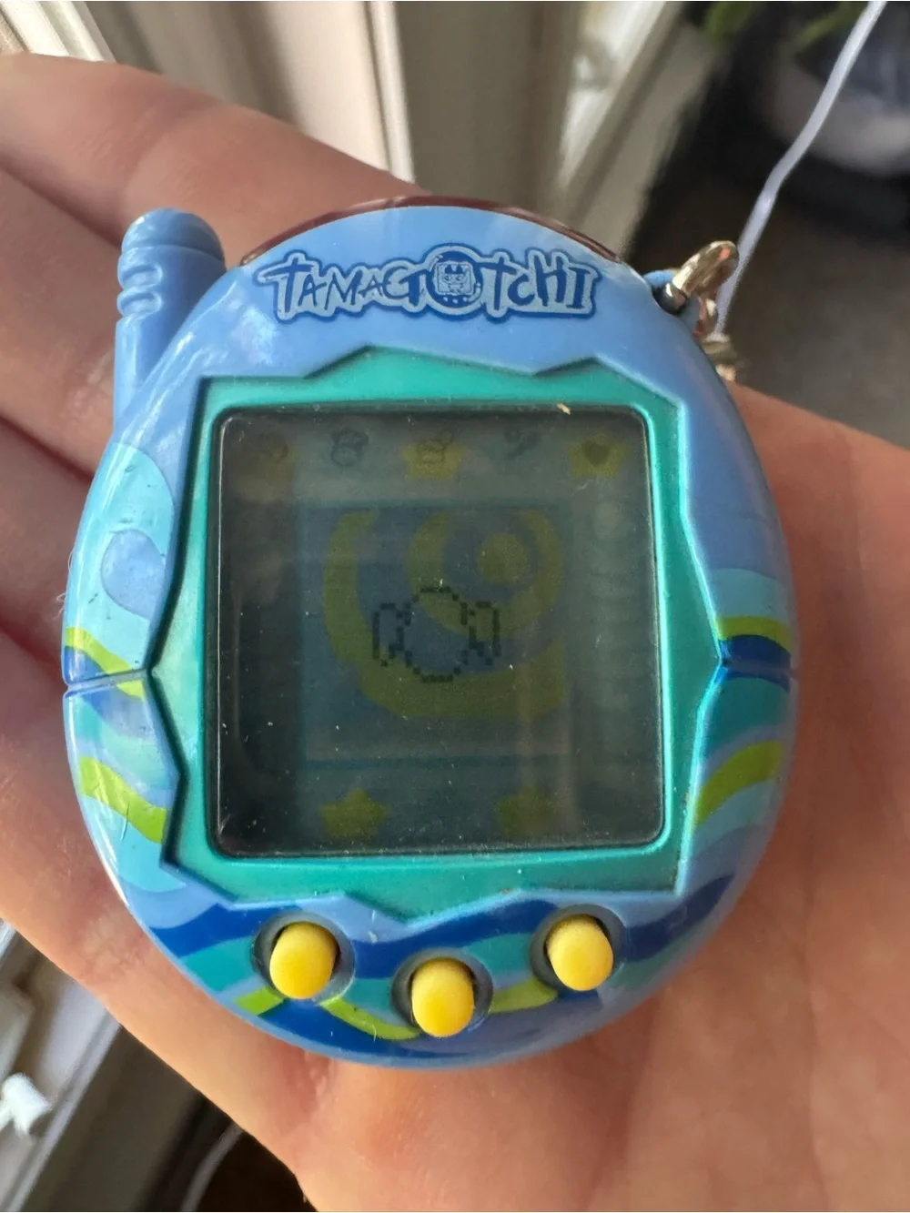 Tamagotchi Digital Pet Keychain - Blue & Green
